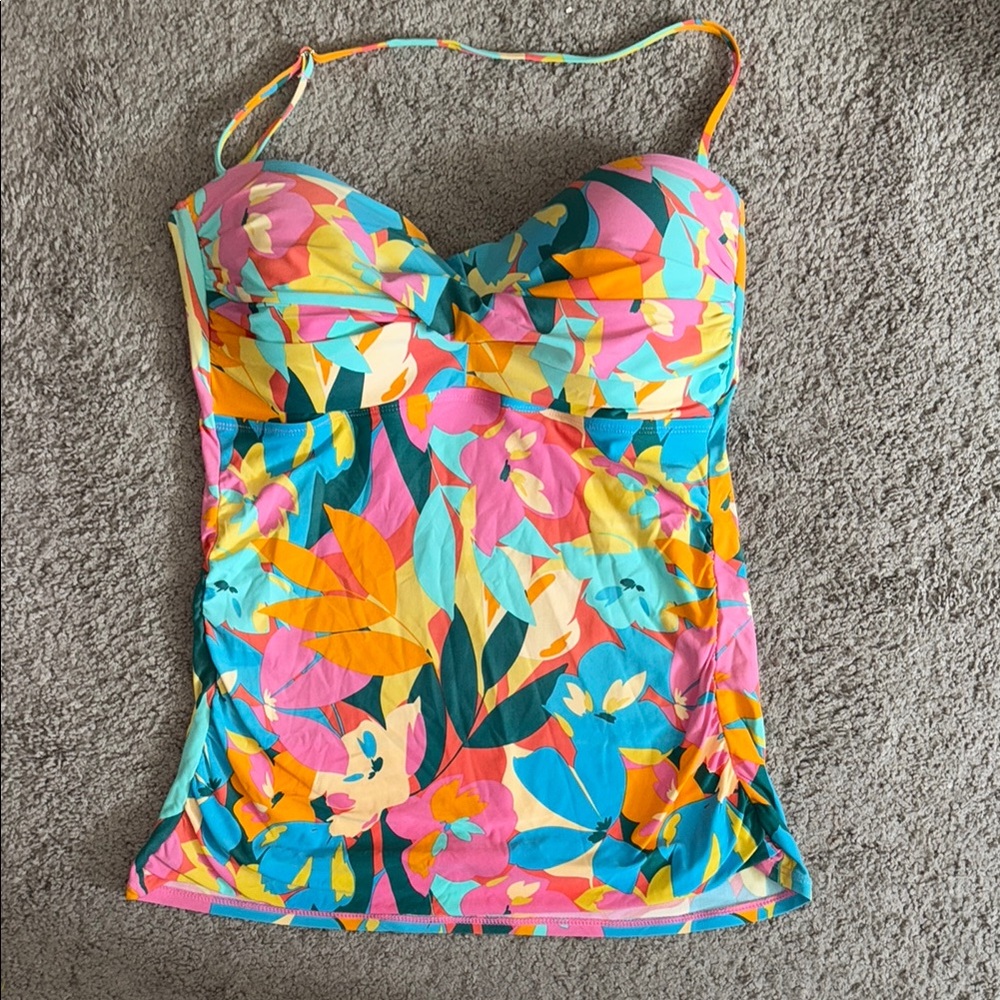 Anne Cole tankini top XL women’s halter floral swimming swimsuit summer